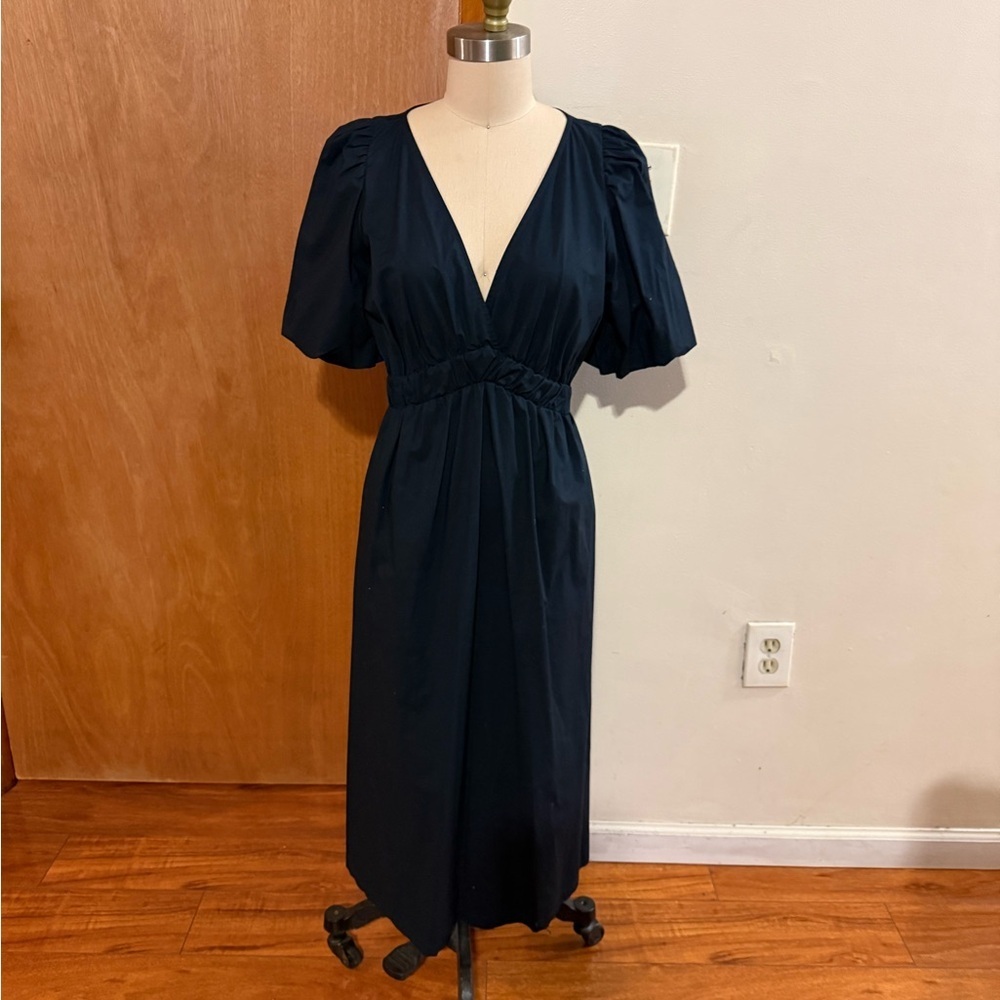 ba&sh kindy V-Neck Puff Sleeve Midi Dress